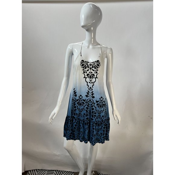 Testament Spaghetti Stap Ombre Sun Dress Size Medium Blue Cotton Blend - Picture 8 of 16
